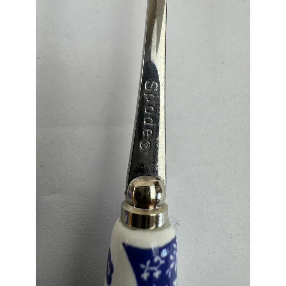 Spode Blue Italian Ceramic Handle Pastry Dessert Forks Set of 5 Stainless Steel